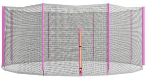 Rete di Protezione per Trampolini a 8 Pali con Ingresso con Cerniera Ø366x180 cm in PE Nero e Rosa