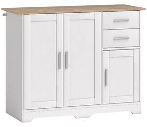 Credenza Moderna Buffet 100x40x78 cm con 2 Cassetti e 2 Armadietti in Legno Bianco e color Legno