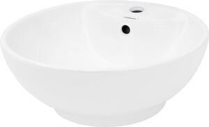 LuxeBath Lavabo Lavabo da appoggio, rotondo, Ø 45,5x18,5 cm, bianco, Vetroceramica