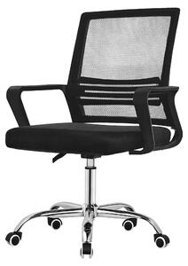 Sedia da ufficio ergonomica ML-Design, nera, regolabile in altezza, con braccioli, sedia da computer con schienale in rete traspirante, sedia girevole
