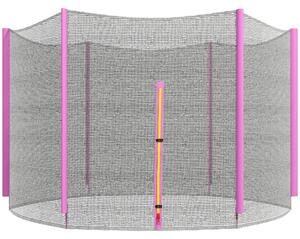 Rete di Protezione per Trampolini a 6 Pali con Ingresso con Cerniera Ø305x180 cm in PE Nero e Rosa