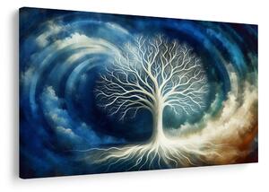 Quadro su tela – Albero della vita mistico tra onde blu