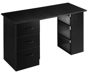 Scrivania Moderna con 3 Cassetti e 3 Ripiani per Camera e Ufficio 120x49x72 cm in Legno Nero