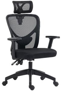 Sedia da Ufficio Ergonomica con Altezza Regolabile Supporto Lombare e Poggiatesta 66x61x106-116 cm Nero
