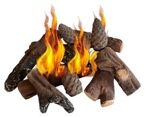 Legna decorativa da camino - Vetroceramica - 9 pezzi - Colore naturale per caminetto a bioetanolo o gas