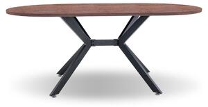 Marui Small - Tavolo da pranzo ovale in legno e metallo con piede centrale Ashi 150x90 cm - legno marrone