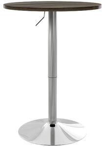 Tavolo Alto da Bar con Altezza Regolabile Piano Girevole e Base Ø60x69-91 cm in Acciaio Marrone