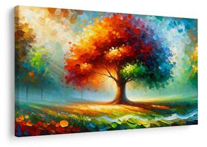 Quadro su tela – Albero della vita nei colori dell'arcobaleno
