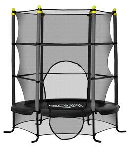 Trampolino Tappeto Elastico per Bambini 3-10 Anni con Rete e Pali Imbottiti in Acciaio Ø163x163 cm in PP e Schiuma Nero
