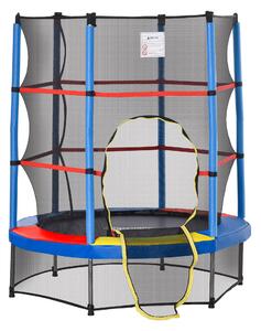 Trampolino Elastico per Bambini da 3 Anni Ø140cm con Rete di Protezione e Corde Bungee Blu