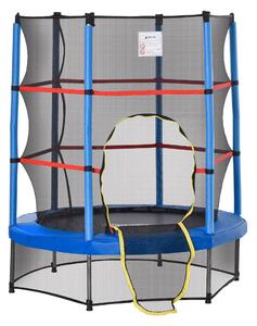 Trampolino Tappeto Elastico per Bambini da 3 Anni con Rete di Protezione e Corde Bungee Ø140x160 cm Blu