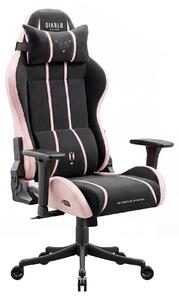 Sedia da gaming Diablo Chairs X-One 2.0 in tessuto, sedia da ufficio ergonomica, sedia girevole nera e rosa, taglia Small
