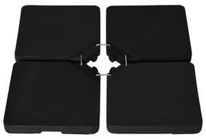 Base per Ombrellone da 4 Pezzi Riempibili con Acqua o Sabbia e Ganci di Connessione Nero