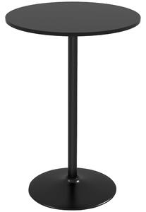 Tavolo Alto da Bar Moderno Rotondo con Base Ø70x102 cm in Acciaio e Piano in MDF Nero