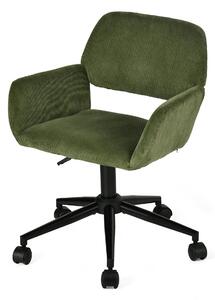 Meubles Cosy: sedia da ufficio in velluto verde con rotelle, poltrona girevole a 360° regolabile in altezza per il tempo libero – ROSS