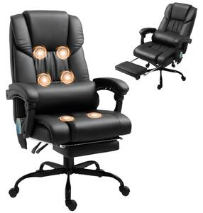 Sedia da ufficio Vinsetto ergonomica con funzione massaggio, poggiapiedi in Pelle finta nera