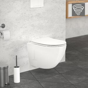 LuxeBath WC sospeso senza bordo, bianco, corto, a filo tornado