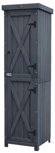 Casetta Porta Attrezzi a 3 Ripiani con Tetto in Metallo 45x45x160 cm in Legno da Abete Grigio