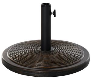 Base per Ombrellone da 14kg con Effetto Rattan Ø48x34 cm in Cemento e Plastica Bronzo