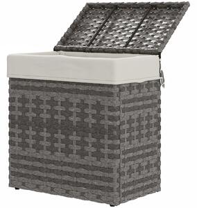 Baule Cesta Contenitore da Giardino e Casa 57x34x62 cm in Rattan con Tessuto Interno Grigio