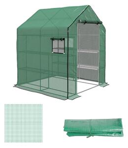 Copertura per Serra da Giardino con Porta a Cerniera e Finestre 140x143x190 cm in PE Verde