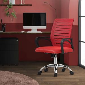 Sedia da ufficio ergonomica ML-Design, rossa, girevole a 360° con rotelle