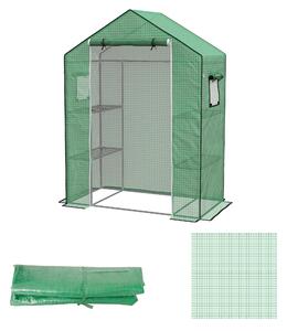 Copertura per Serra da Giardino con Porta a Cerniera e Finestre 140x73x190 cm in PE Verde