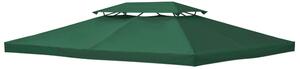 Copertura per Gazebo a 2 Livelli con Cinghie e 10 Fori di Drenaggio 4x3m in Poliestere Verde
