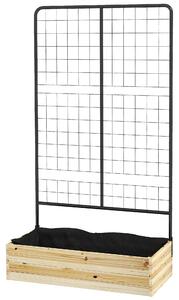 Fioriera con Grigliato e 2 Fori di Drenaggio 80x38x145 cm in Legno di Abete e Acciaio Naturale
