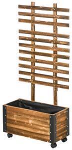 Fioriera con Traliccio per Rampicanti e Rotelle 65x31x147 cm in Legno di Abete Marrone