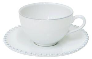 Tazza in gres bianco con piattino , 250 ml Pearl - Costa Nova