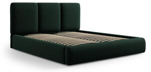 Letto matrimoniale imbottito in verde scuro in velluto con contenitore con rete inclusa 180x200 cm Brody – Mazzini Beds