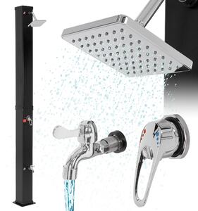 ML-Design doccia solare 40 L 217cm quadrato con doccia a pedale e soffione a pioggia, nero, acqua calda, fino a 60°C senza allacciamento alla corrente, con attacco per tubo da giardino