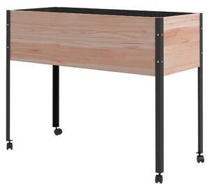 Fioriera da Giardino con Fori di Drenaggio e 4 Ruote 99x42x81 cm in Legno di Abete e Acciaio Naturale