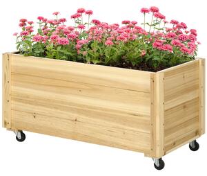 Fioriera da Giardino con Foro di Drenaggio e Rotelle 89x48x47 cm in Legno di Abete Naturale