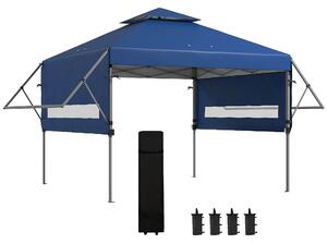 Gazebo Pieghevole con Pareti Estensibili Altezza Regolabile e Borsa con Ruote 5x3m Blu