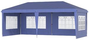 Gazebo da Giardino Regolabile in Altezza con Pareti Removibili 6x3m in Acciaio e Poliestere Blu