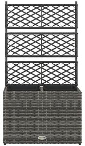 Fioriera con Grigliato per Rampicanti con 2 Vasi 57x30x107 cm in Acciaio e Rattan PE Grigio