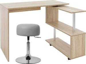 ML-Design Scrivania a L con sgabello, 150x88x75 cm, naturale, in MDF