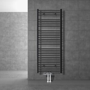 LuxeBath radiatore da bagno attacco centrale 600 x 1500 mm antracite diritto con set di collegamento incl. termostato Radiatore da pavimento di passaggio, senza elemento riscaldante