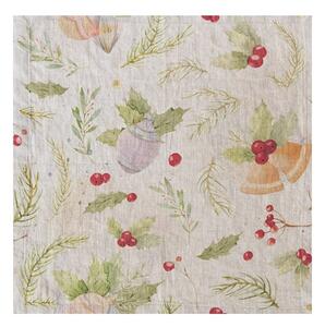 Tovaglia di lino natalizia Jingle Bells, 140 x 140 cm Christmas Print Natural - Linen Tales