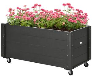 Fioriera da Giardino con Foro di Drenaggio e Rotelle 89x48x47 cm in Legno di Abete Nera