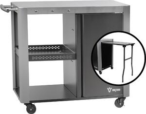 Carrello per barbecue BBQ-Toro 95 x 50 x 80 cm, tavolo da barbecue argentato con ampia superficie di lavoro, tavolo da portata per barbecue