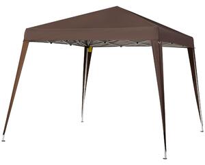 Gazebo Pieghevole da Giardino con Struttura Antivento 2,4x2,4m in Acciaio e Corde Caffè