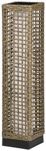 Lampada Solare da Giardino con Pannello di Ricarica 15,5x15,5x69 cm in Acciaio e Rattan Nero e Marrone