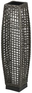 Lampada Solare da Giardino con Pannello di Ricarica 21x21x78 cm in Acciaio e Rattan Nero e Grigio