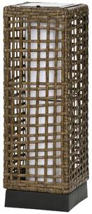 Lampada Solare da Giardino con Pannello di Ricarica 15,5x15,5x46 cm in Acciaio e Rattan Nero e Marrone