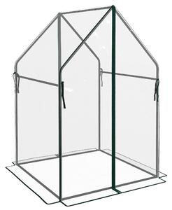 Mini Serra da Giardino con 2 Porte Avvolgibili 90x90x145 cm Copertura in PE Trasparente
