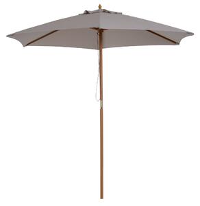 Ombrellone da Giardino a 6 Stecche 2,5x2,3m in Legno e Tessuto Poliestere Grigio