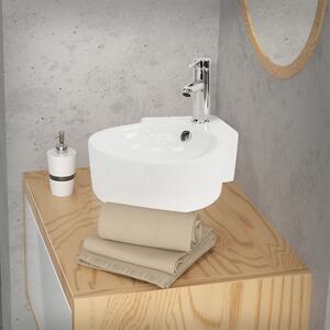 LuxeBath Lavabo Lavabo da appoggio, rotondo, 45x36x13 cm, bianco, Vetroceramica